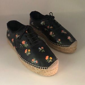 SAINT LAURENT - black leather espadrilles